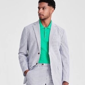 Club Room Men's Pinstripe Suit in Gray and White